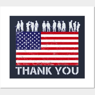 Thank you Soldier Patriotic American Flag Posters and Art